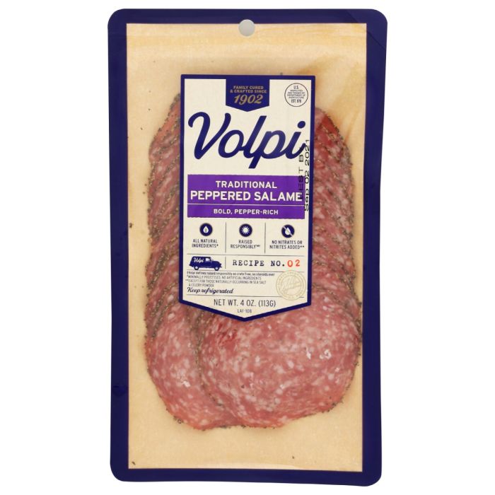 VOLPI: Traditional Peppered Salame, 4 oz