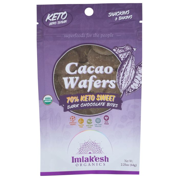 IMLAKESH ORGANICS: Wafers Keto Cacao Org, 2.25 OZ