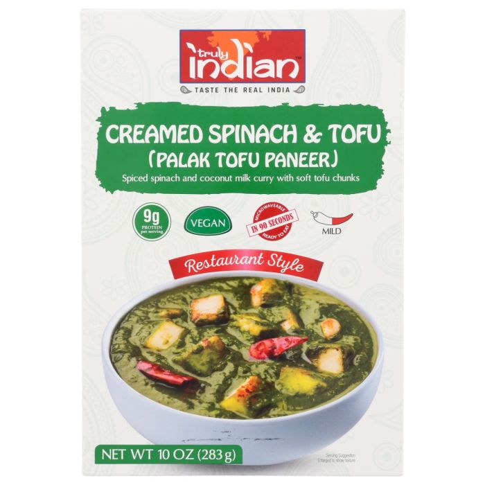 TRULY INDIAN: Entree Creamed Spinach and Tofu, 10 oz