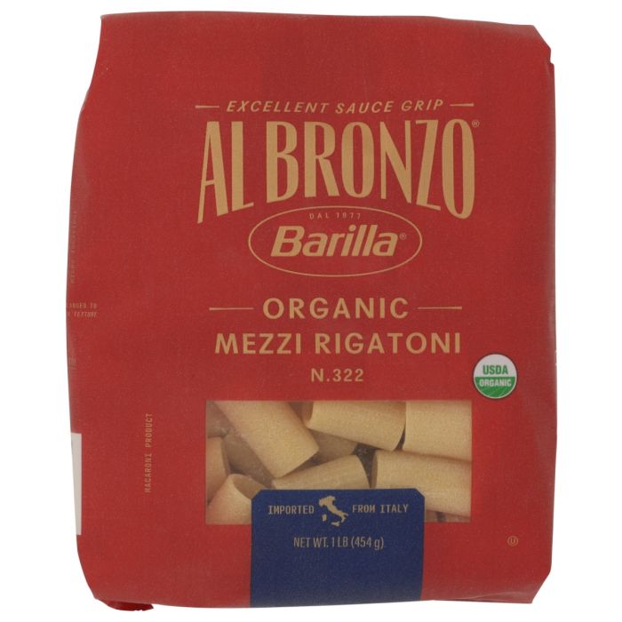 AL BRONZO: Organic Mezzi Rigatoni Pasta, 16 oz