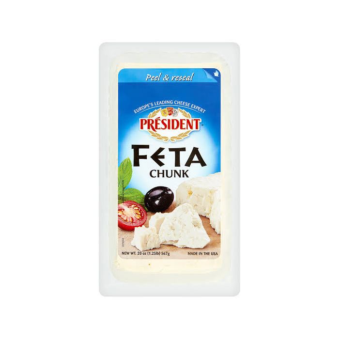 PRESIDENT: Plain Chunk Feta Cheese, 20 oz
