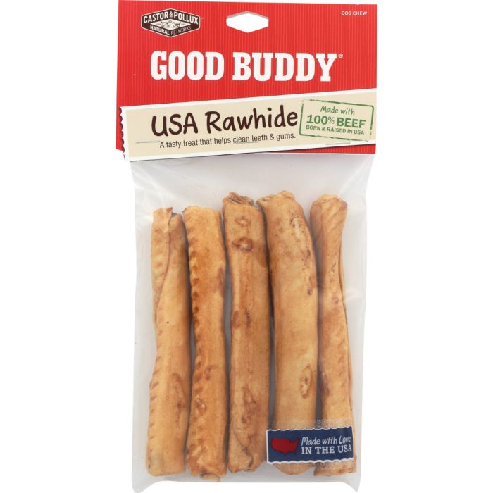 CASTOR & POLLUX: Good Buddy Rawhide Sticks Dog Chew 5 Inches, 5 pc
