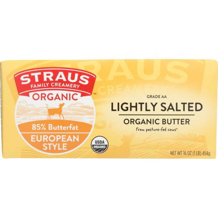 STRAUS: Organic Lightly Salted European Style Butter, 1 lb