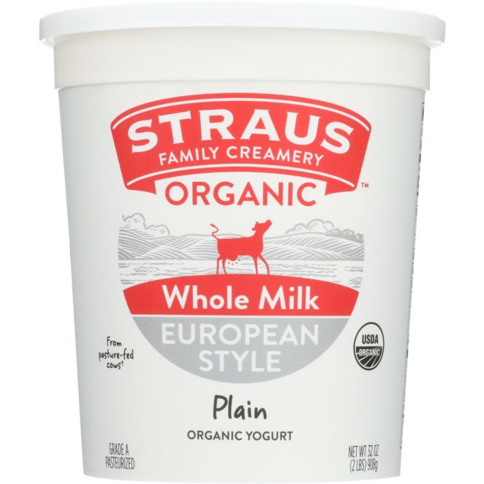 STRAUS: Organic Whole Plain European Style Yogurt, 32 oz