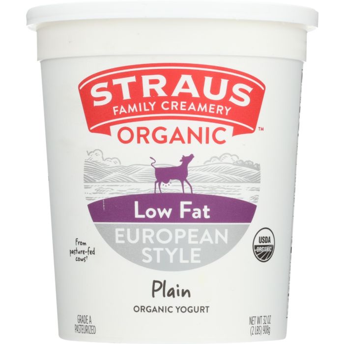 STRAUS: Organic Low Fat Plain European Style Yogurt, 32 oz