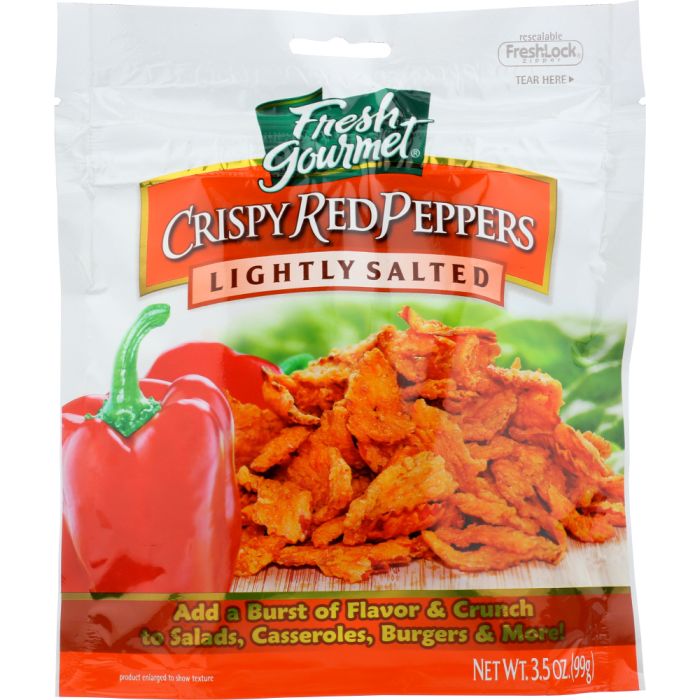 FRESH GOURMET: Crispy Red Peppers Lightly Salted, 3.5 Oz