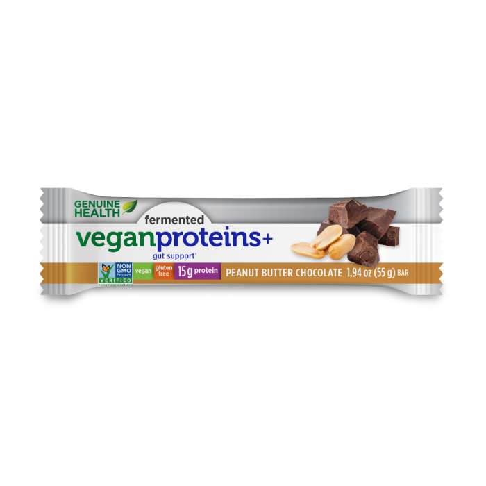 GENUINE HEALTH USA: Peanut Butter Chocolate Fermented Vegan Protein Bar, 1.94 oz