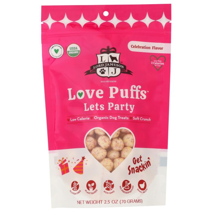 LORD JAMESON: Love Puffs Lets Party Organic Dog Treats, 2.5 oz