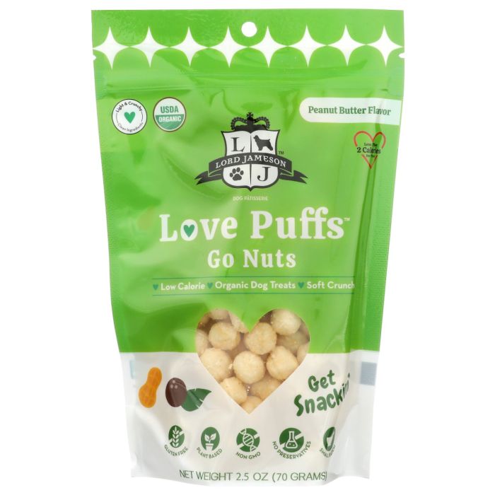 LORD JAMESON: Love Puffs Go Nuts Organic Dog Treats, 2.5 oz