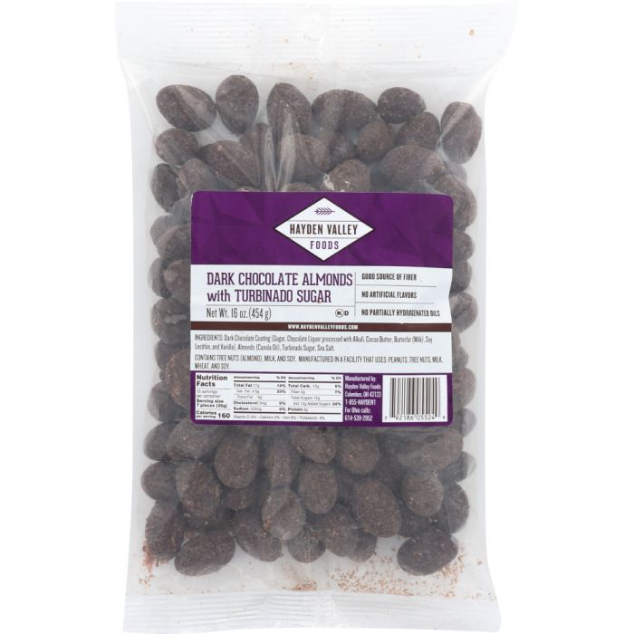 TROPICAL: Dark Chocolate Almonds with Turbinado Sugar, 16 oz