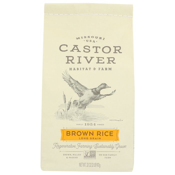 CASTOR RIVER FARMS: Long Grain Brown Rice, 32 oz