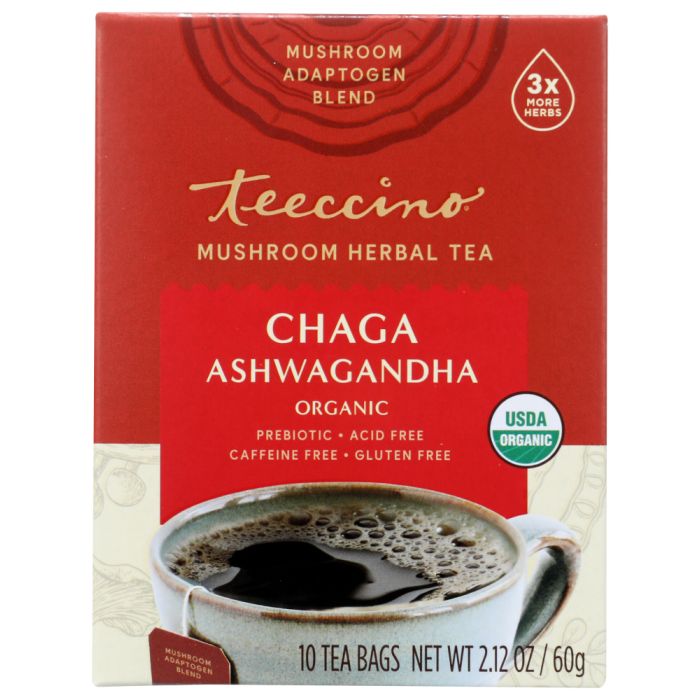 TEECCINO: Tea Chaga Ashwagandha Mushroom, 10 ct
