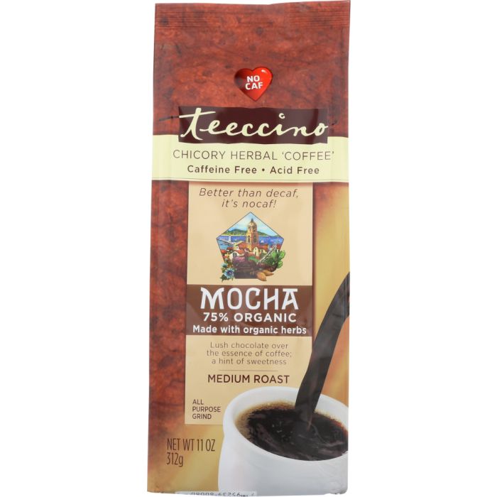 TEECCINO: Herbal Coffee Mediterranean Mocha Medium Roast Caffeine-Free, 11 oz