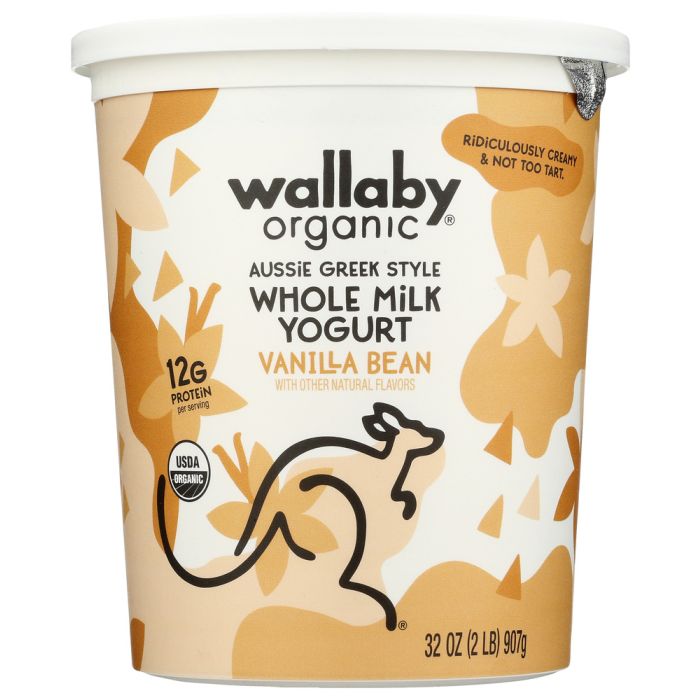 WALLABY ORGANIC: Greek Whole Milk Yogurt Blended Vanilla Bean, 32 oz