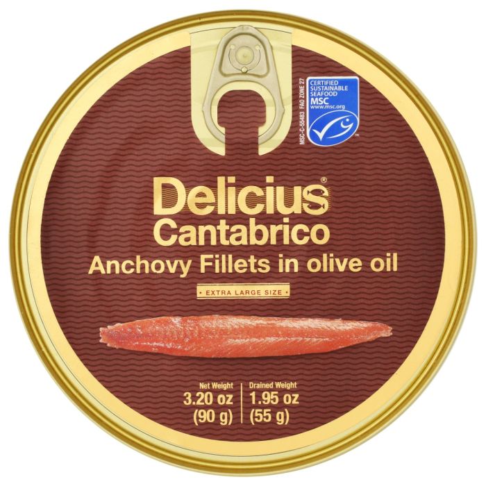 DELICIUS: Cantabrian Anchovy Fillets In Olive Oil, 3.2 oz
