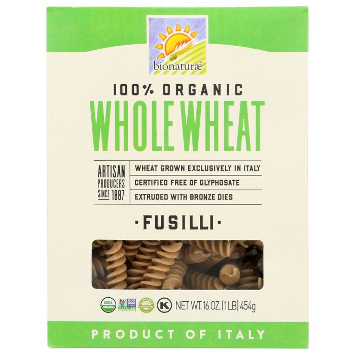 BIONATURAE: 100 Percent Organic Whole Wheat Fusilli, 16 oz