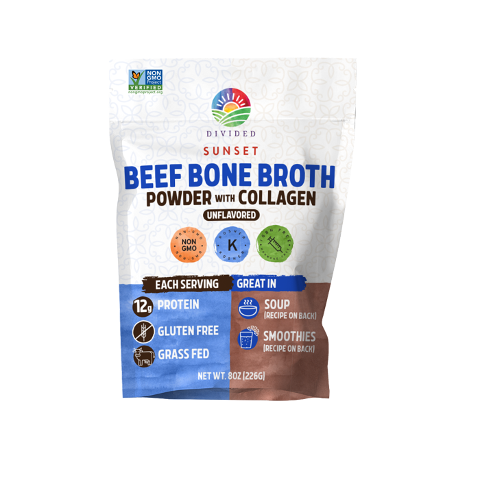 DIVIDED SUNSET: Bone Broth Beef Pwdr, 8 oz