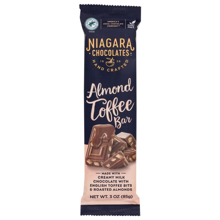 NIAGARA: Milk Chocolate Almond Toffee Bar, 3 oz