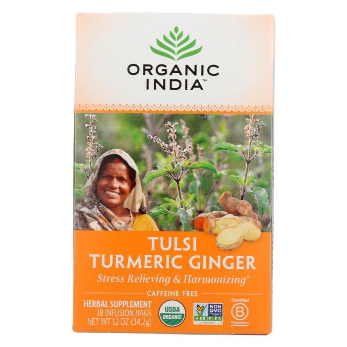 ORGANIC INDIA: Turmeric Ginger Tea, 18 pcs