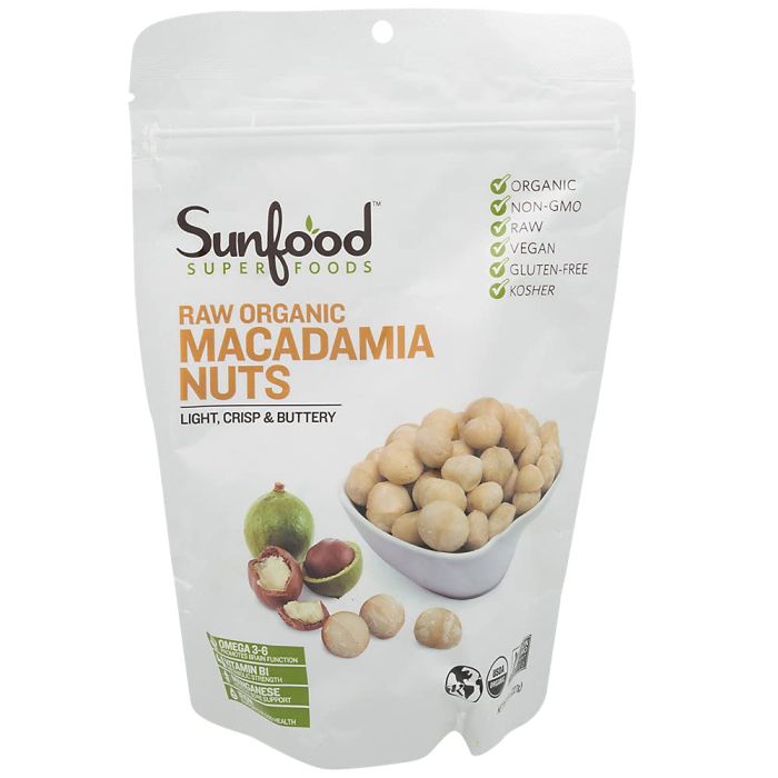 SUNFOOD SUPERFOODS: Organic Macadamia Nuts, 8 oz