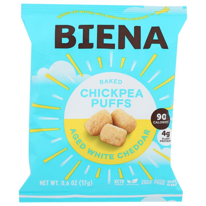BIENA: Aged White Cheddar Chickpea Puffs, 0.6 oz