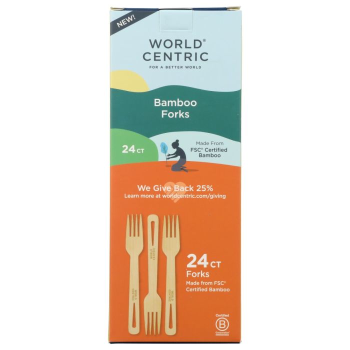 WORLD CENTRIC: Bamboo Forks, 24 pc