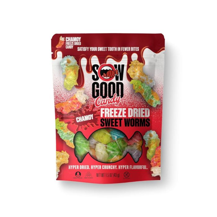 SOW GOOD: Chamoy Sweet Worms Freeze Dried Candy, 1.5 oz