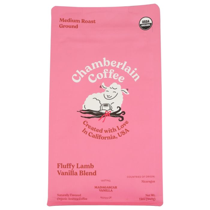 CHAMBERLAIN COFFEE: Fluffy Lamb Vanilla Blend Medium Roast Ground Coffee, 12 oz