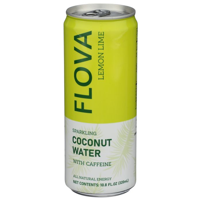 FLOVA: Lemon Lime Sparkling Coconut Water, 10.8 fo