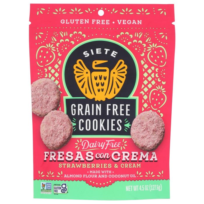 SIETE: Grain Free Fresas Con Crema Cookies, 4.5 oz