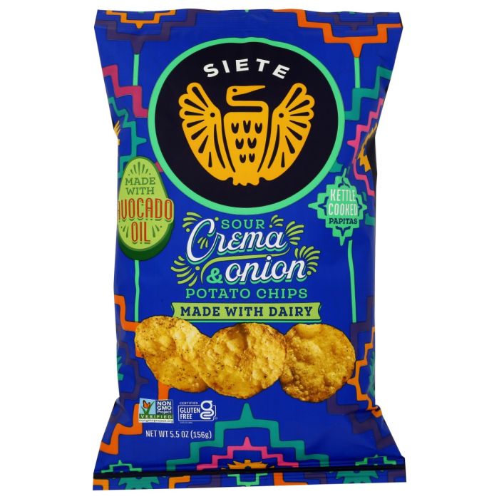 SIETE: Sour Crema and Onion Potato Chips, 5.5 oz