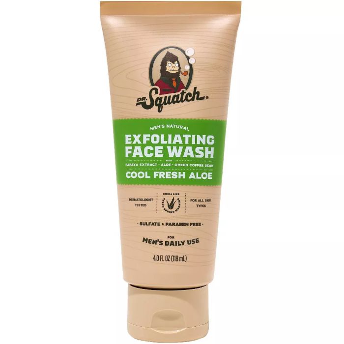 DR SQUATCH: Cool Fresh Aloe Exfoliating Face Wash, 4 oz