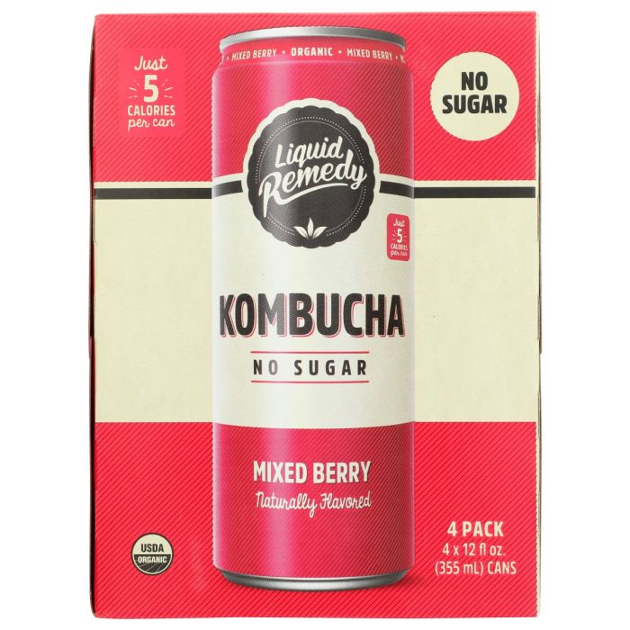 LIQUID REMEDY: Kombucha Mixed Berry Organic 4 Pack , 48 fo