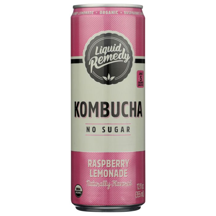 LIQUID REMEDY: Organic Kombucha Raspberry Lemonade, 12 fo