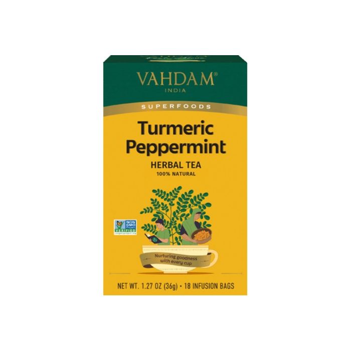 VAHDAM TEAS: Turmeric Peppermint Herbal Tea, 18 ea