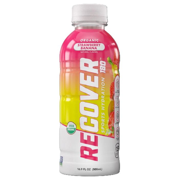 RECOVER 180: Organic Strawberry Banana Sports Hydration Drink, 16.9 fo