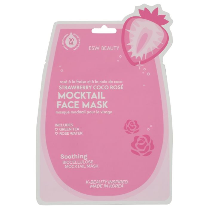 ESW BEAUTY: Strawberry Coco Rosé Soothing Mocktail Biocellulose Face Mask, 1.01 oz