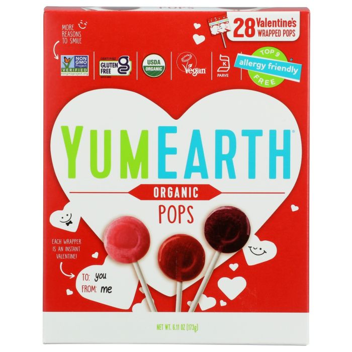 YUMEARTH: Candy Pops Valentine, 6.11 oz