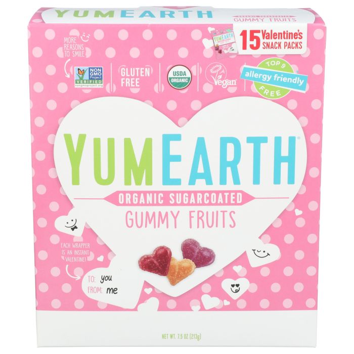 YUMEARTH: Valentine's Organic Heart Gummy Fruits Candy, 7.5 oz