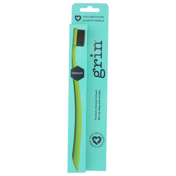 GRIN: Premium Charcoal-Infused Slim Toothbrush Medium Lime, 1 pc