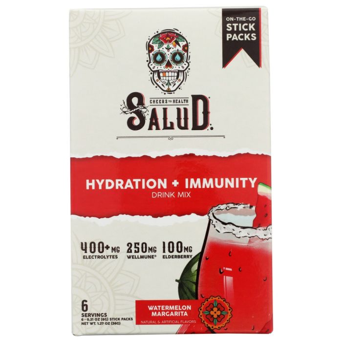TASTE SALUD: Hydration Plus Immunity Watermelon Margarita 6 Sticks Drink Mix, 1.27 oz