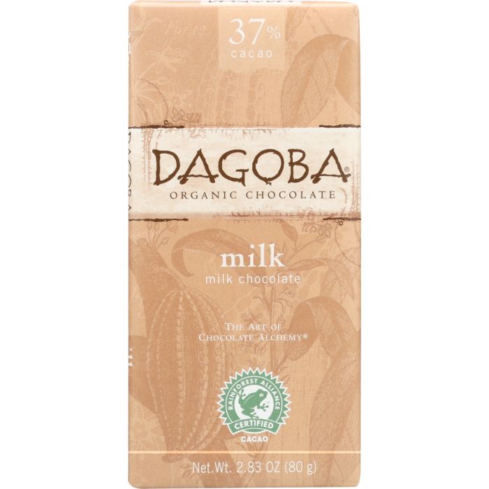DAGOBA: Organic Chocolate Milk Chocolate Bar, 2.83 oz