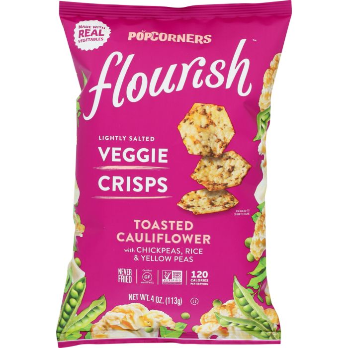 POPCORNERS: Flourish Crisp Veggie Toasted Cauliflower Lightly Salted, 4 oz