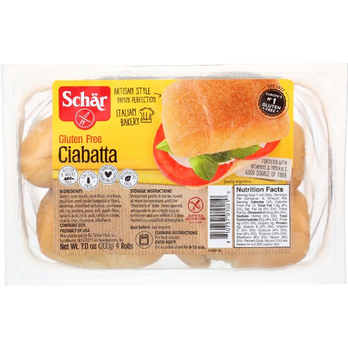 SCHAR: Gluten Free Ciabatta Parbaked Rolls, 7 oz