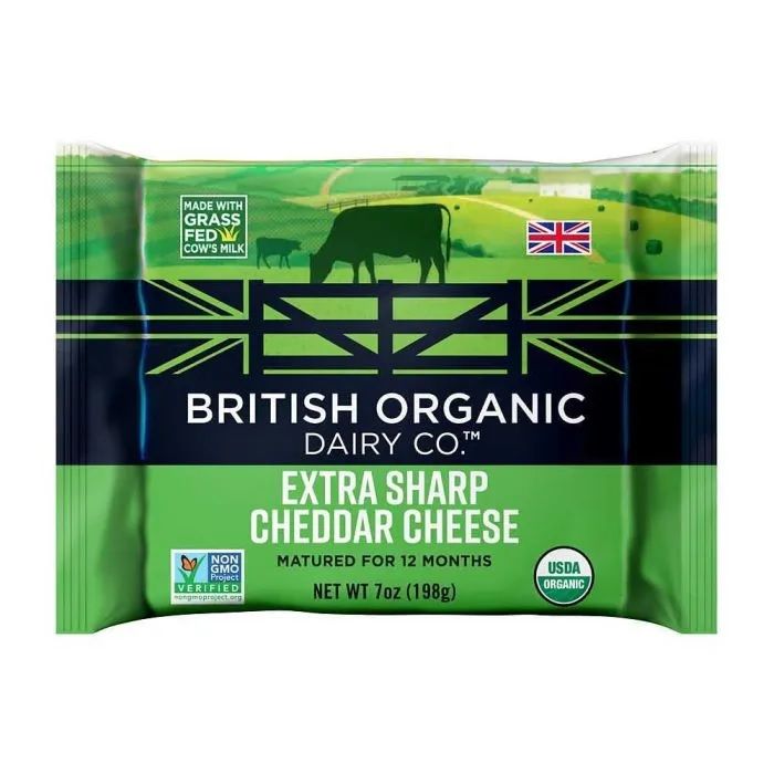 BRITISH ORGANIC DAIRY CO.: Extra Sharp Cheddar Cheese, 7 oz