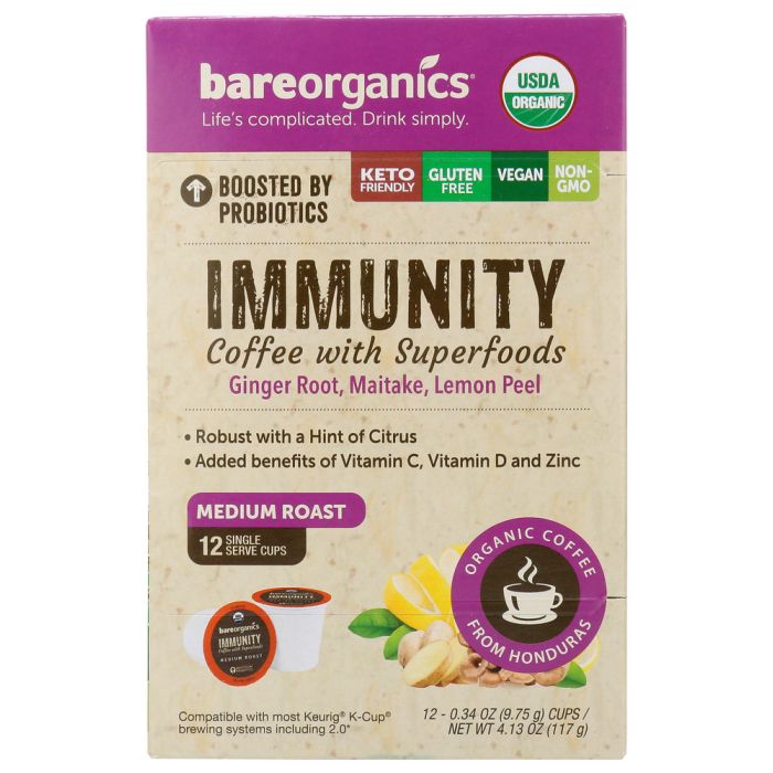 BAREORGANICS: Organic Immunity Coffee With Superfoods, 4.13 oz