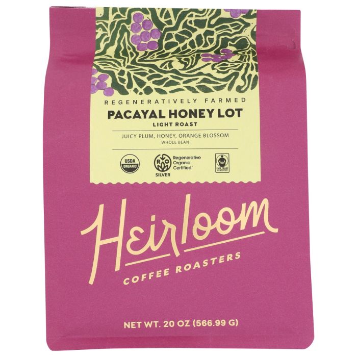 HEIRLOOM: Pacayal Honey Lot Whole Bean Coffee, 20 oz