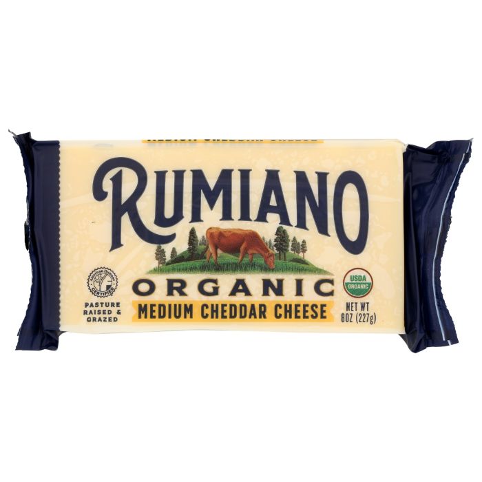 RUMIANO: Organic Medium Cheddar Cheese Bar, 8 oz