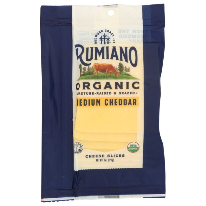 RUMIANO: Organic Sliced Medium Cheddar Cheese, 6 oz