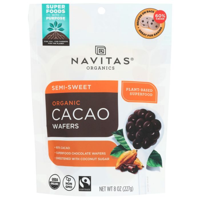 NAVITAS: Organic Semi-Sweet Cacao Wafers, 8 oz